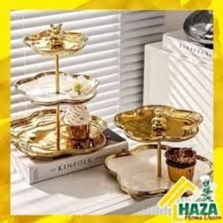 KV2 - Khay Đựng Mứt, Trái cây Gấu Gốm Sứ, Giá Để Bánh Gia Dụng, Kệ trưng bày đồ ăn vặt trang trí [Haza Decor]