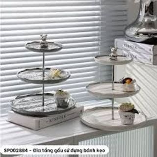 Khay. Đĩa Sứ Gấu 3 Tầng Đựng Trái Cây, Bánh Kẹo, Mứt Ngày Tết Siêu Đẹp Có 2 Màu Trắng Và Vàng