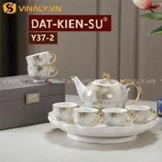 HÀNG CÓ SẴN Bộ Ấm Chén Sứ Vân Đá Cao Cấp / Ấm Chén Uống Trà / Viền Vàng Sang Trọng / Quà Tặng Ý Nghĩa GỐM SỨ CAO CẤP