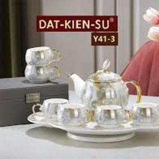 HÀNG CÓ SẴN Bộ Ấm Chén Sứ Vân Đá Cao Cấp / Ấm Chén Uống Trà / Viền Vàng Sang Trọng / Quà Tặng Ý Nghĩa GỐM SỨ CAO CẤP