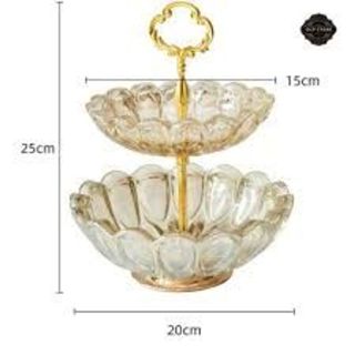Khay mứt Tết thủy tinh pha lê cao cấp, Dĩa trái cây có chân, đĩa bánh kẹo nhiều tẩng