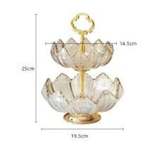 Khay mứt Tết thủy tinh pha lê cao cấp, Dĩa trái cây có chân, đĩa bánh kẹo nhiều tẩng