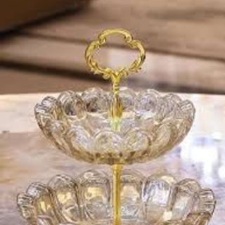 Khay mứt Tết thủy tinh pha lê cao cấp, Dĩa trái cây có chân, đĩa bánh kẹo nhiều tẩng