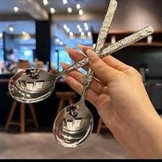 Muỗng, Thìa Múc Canh, Ăn Soup Cán Dài Viền Hoa Văn Sang Trọng, Chất Liệu Inox Sáng Bóng Không GỈ Set Phong Cách Hàn Quốc