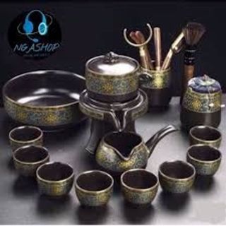 Bộ ấm chén uống trà cối xay 9 món gốm sứ đặc biệt