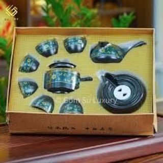 Bộ ấm chén uống trà cối xay 9 món gốm sứ đặc biệt