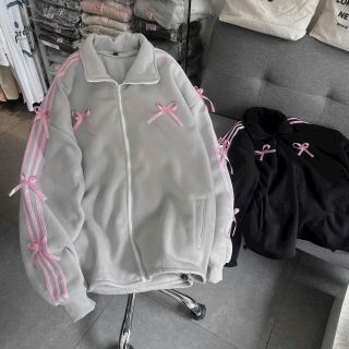 Áo khoác cổ bẻ chạy sọc Chất thun nỉ mịn mát dày, viền tay gắn nơ .dây kéo phao freesize dưới 75kg