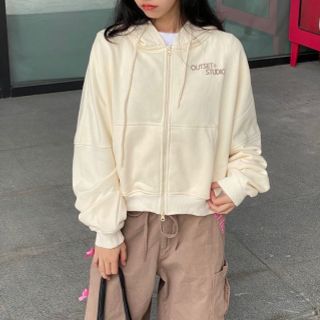 Áo khoác dáng lửng chất thun nỉ dày mịn tay phồng, dây kéo 2 đầu ,lưng in thiên thần rõ nét không bong tróc