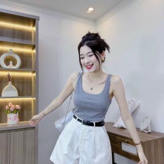 Set 3 món áo 2 dây bản to, quần short cứng, khoác sơ mi kèm nịt freesize dưới 55kg