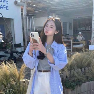 Set 3 món áo 2 dây bản to, quần short cứng, khoác sơ mi kèm nịt freesize dưới 55kg