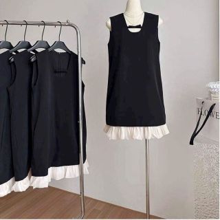 Váy Tuyết Mưa Sát Nách Cổ V Kiểu, Đầm Suông Viền Bèo Dáng Ngắn Thời Trang Váy Tuyết Mưa Sát Nách Cổ V Kiểu, Đầm Suông Viền Bèo Dáng Ngắn Thời Trang