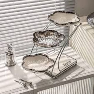 Đĩa sứ 3 tầng kèm dĩa ăn hoa quả, khay đựng đồ ăn trái cây phòng khách gia đình - SOFTHOME 7 Đĩa sứ 3 tầng kèm dĩa ăn hoa quả, khay đựng đồ ăn trái cây phòng khách gia đình - SOFTHOME 7