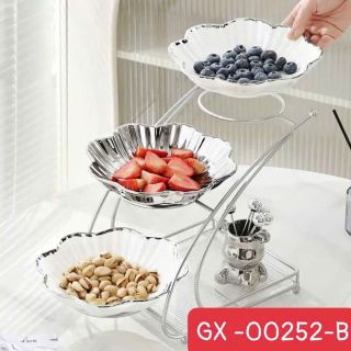 Đĩa sứ 3 tầng kèm dĩa ăn hoa quả, khay đựng đồ ăn trái cây phòng khách gia đình - SOFTHOME 7 Đĩa sứ 3 tầng kèm dĩa ăn hoa quả, khay đựng đồ ăn trái cây phòng khách gia đình - SOFTHOME 7