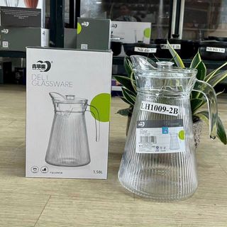 Bình đựng nước thủy tinh, ca nước DeLi cao cấp dung tích 1,7L cốc ,ly uống nước