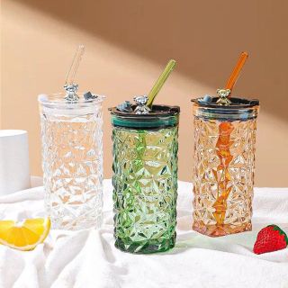 LY THỦY TINH VÂN PHA LÊ NẮP KÍN GẤU + TẶNG KÈM ỐNG HÚT THỦY TINH 400ML + TẶNG CỌ VỆ SINH ỐNG HÚT LY THỦY TINH VÂN PHA LÊ NẮP KÍN GẤU + TẶNG KÈM ỐNG HÚT THỦY TINH 400ML + TẶNG CỌ VỆ SINH ỐNG HÚT