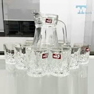 Bộ bình + 6 cốc thủy tinh Deli