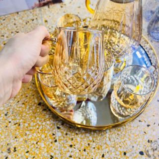 Bộ 6 Cốc Thủy Tinh Kèm Bình Chịu Nhiệt Phong Cách Châu Âu Sang Trọng Màu Vàng/Xanh Bộ 6 Cốc Thủy Tinh Kèm Bình Chịu Nhiệt Phong Cách Châu Âu Sang Trọng Màu Vàng/Xanh