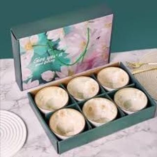 Bộ bát sứ chén đũa họa tiết sang trọng 6 bát 6 đôi đũa Nhật Bản
