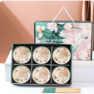 Bộ bát sứ chén đũa họa tiết sang trọng 6 bát 6 đôi đũa Nhật Bản