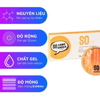 Bao cao su SO LONG SHOCK size 52mm siêu mỏng, kéo dài Bao cao su SO LONG SHOCK size 52mm siêu mỏng, kéo dài