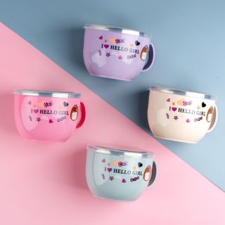 TÔ ĂN MÌ CÓ NẮP KÈM MUỖNG, TÔ MÌ DỄ THƯƠNG, ĐỰNG THỨC ĂN