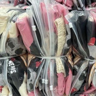 SET áo tăm in thỏ đeo nơ đáng yêu , kèm váy lụa viền ren có lót quần