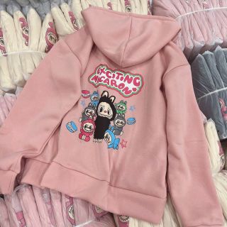 Áo khoác in LaBubu chất thun nỉ mềm mịn,form dưới 70kg,nón 2 lớp .logo in đẹp