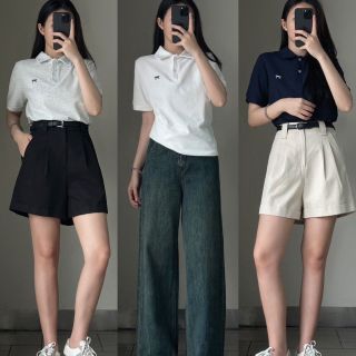ÁO THUN POLO THÊU NƠ NHỎ freesize dưới 52kg