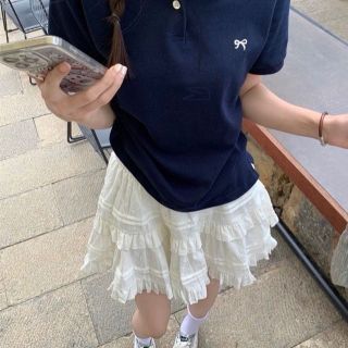 ÁO THUN POLO THÊU NƠ NHỎ freesize dưới 52kg