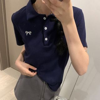 ÁO THUN POLO THÊU NƠ NHỎ freesize dưới 52kg