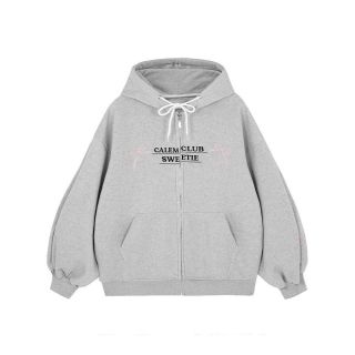 ￼Áo khoác Hoodie zip nỉ thêu Nơ 2 CÁNH TAY SWEETIE CỰC DỄ THƯƠNG nón to có túi trong form rộng unisex