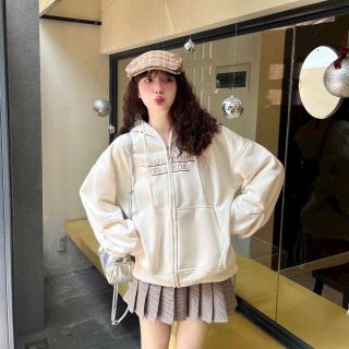 ￼Áo khoác Hoodie zip nỉ thêu Nơ 2 CÁNH TAY SWEETIE CỰC DỄ THƯƠNG nón to có túi trong form rộng unisex