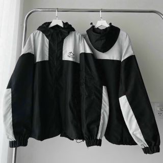 Áo khoác 2 lớp lót dù phối thân ĐEN TRẮNG in PSALMIST dây kéo phao