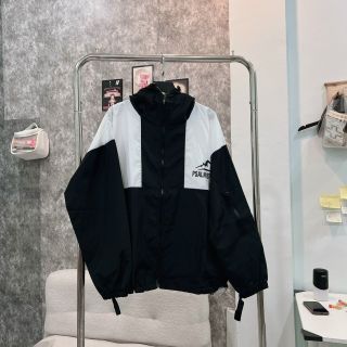 Áo khoác 2 lớp lót dù phối thân ĐEN TRẮNG in PSALMIST dây kéo phao