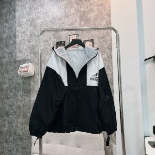 Áo khoác 2 lớp lót dù phối thân ĐEN TRẮNG in PSALMIST dây kéo phao