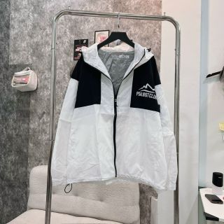 Áo khoác 2 lớp lót dù phối thân ĐEN TRẮNG in PSALMIST dây kéo phao