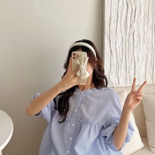 Áo sơ mi babydoll BÈO NGỰC Freesize dưới 58kg chất đũi xốp