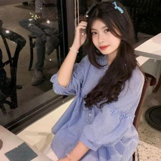 Áo sơ mi babydoll BÈO NGỰC Freesize dưới 58kg chất đũi xốp