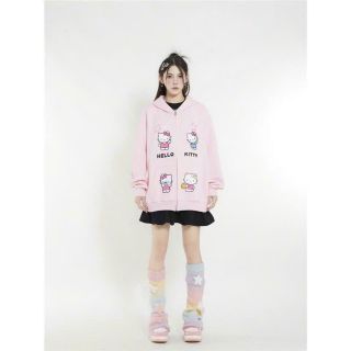 Áo khoác in hoạ tiết KITTY không lem freesize dưới 75kg, nón 2 lớp vải chính, dây kéo phao.tay rộng