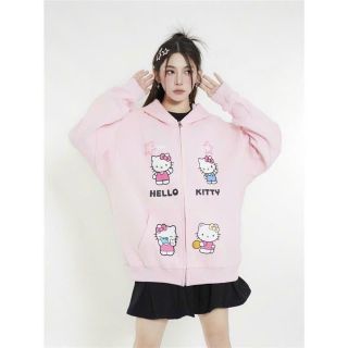 Áo khoác in hoạ tiết KITTY không lem freesize dưới 75kg, nón 2 lớp vải chính, dây kéo phao.tay rộng