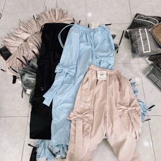 Quần ống rộng THẮT NƠ 2 túi, freesize dưới 70kg chất dù gió trượt nước thoáng mát