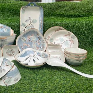 Bộ bát đĩa gốm sứ cao cấp hoạ tiết phong cách Nhật Bộ bát đĩa gốm sứ cao cấp hoạ tiết phong cách Nhật