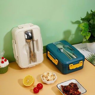 Hộp cơm giữ nhiệt 3 ngăn thế hệ mới 1000ml tiện lợi tặng kèm đũa thìa inox