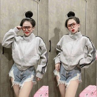 Áo khoác lửng chạy sọc tay Chất thun nỉ mềm mịn form dưới 65kg Áo khoác lửng chạy sọc tay Chất thun nỉ mềm mịn form dưới 65kg