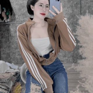 Áo khoác lửng chạy sọc tay Chất thun nỉ mềm mịn form dưới 65kg Áo khoác lửng chạy sọc tay Chất thun nỉ mềm mịn form dưới 65kg