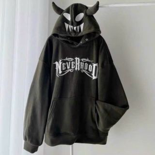 Áo hoodie nón 2 sừng in mặt quỷ, NEVER HOOD chất nỉ mềm mịn, logo in,form rộng freesize dưới70kg Áo hoodie nón 2 sừng in mặt quỷ, NEVER HOOD chất nỉ mềm mịn, logo in,form rộng freesize dưới70kg
