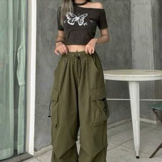 Quần jogger túi hộp chất dù có dây rút lai và lưng quần