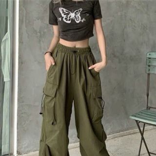 Quần jogger túi hộp chất dù có dây rút lai và lưng quần