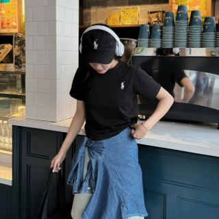 Áo thun baby tee logo thêu ngựa freesize dưới 55kg