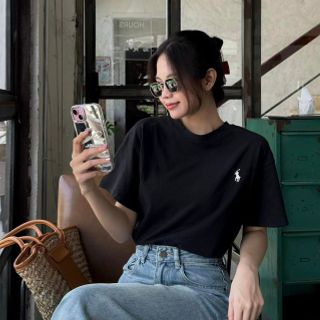 Áo thun baby tee logo thêu ngựa freesize dưới 55kg